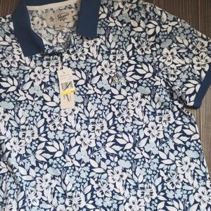 Original Penguin Limoges Blue Floral Polo M NEW